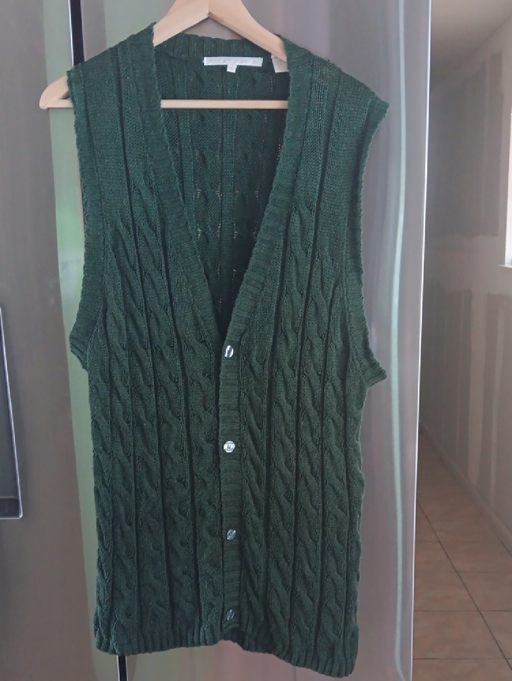 Perry Ellis Mens Cable Knit Sweater Vest - Hunter Green - Size XL (Excellent Con